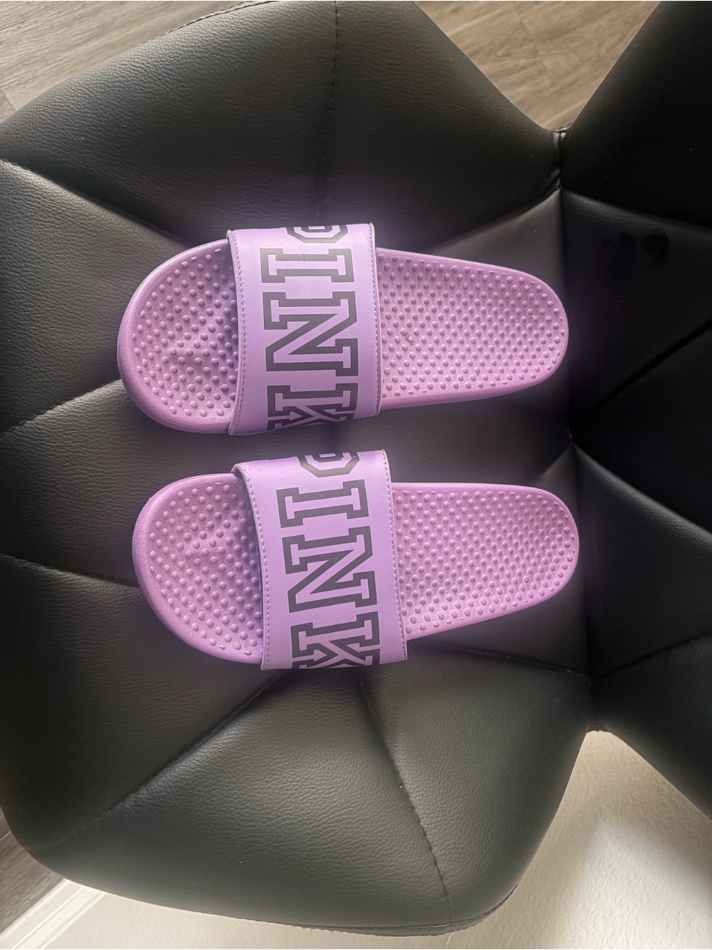 PINK Victoria's Secret Lilac Kids Slide Sandals with Bold Logo Strap